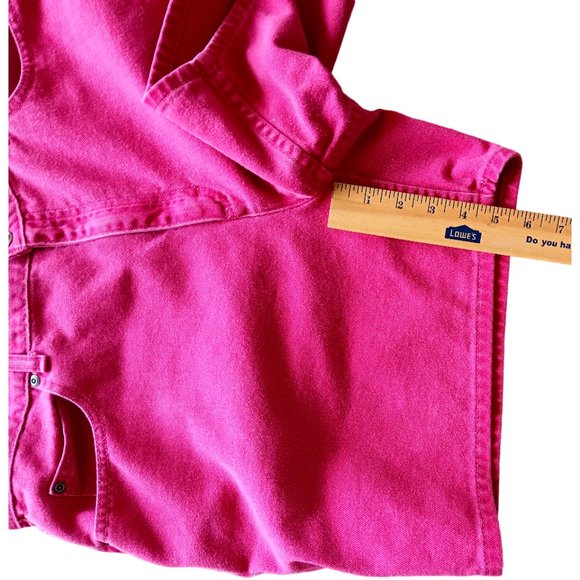 WOMENS LIZ CLAIBORNE CLASSIC FIT DENIM JEAN SHORTS 16P PINK RASPBERRY - Picture 4 of 7